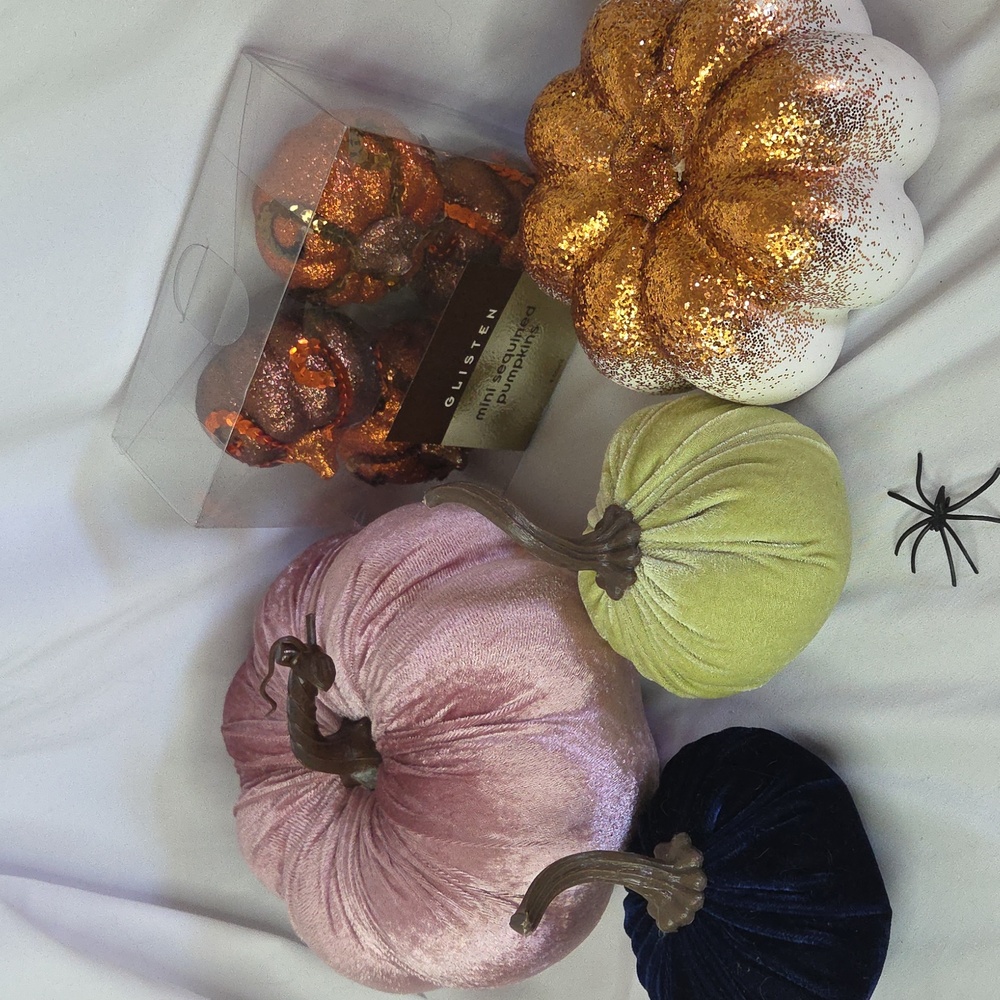 Velvet and Glitter Decorative Pumpkins And Spider Hair Clip